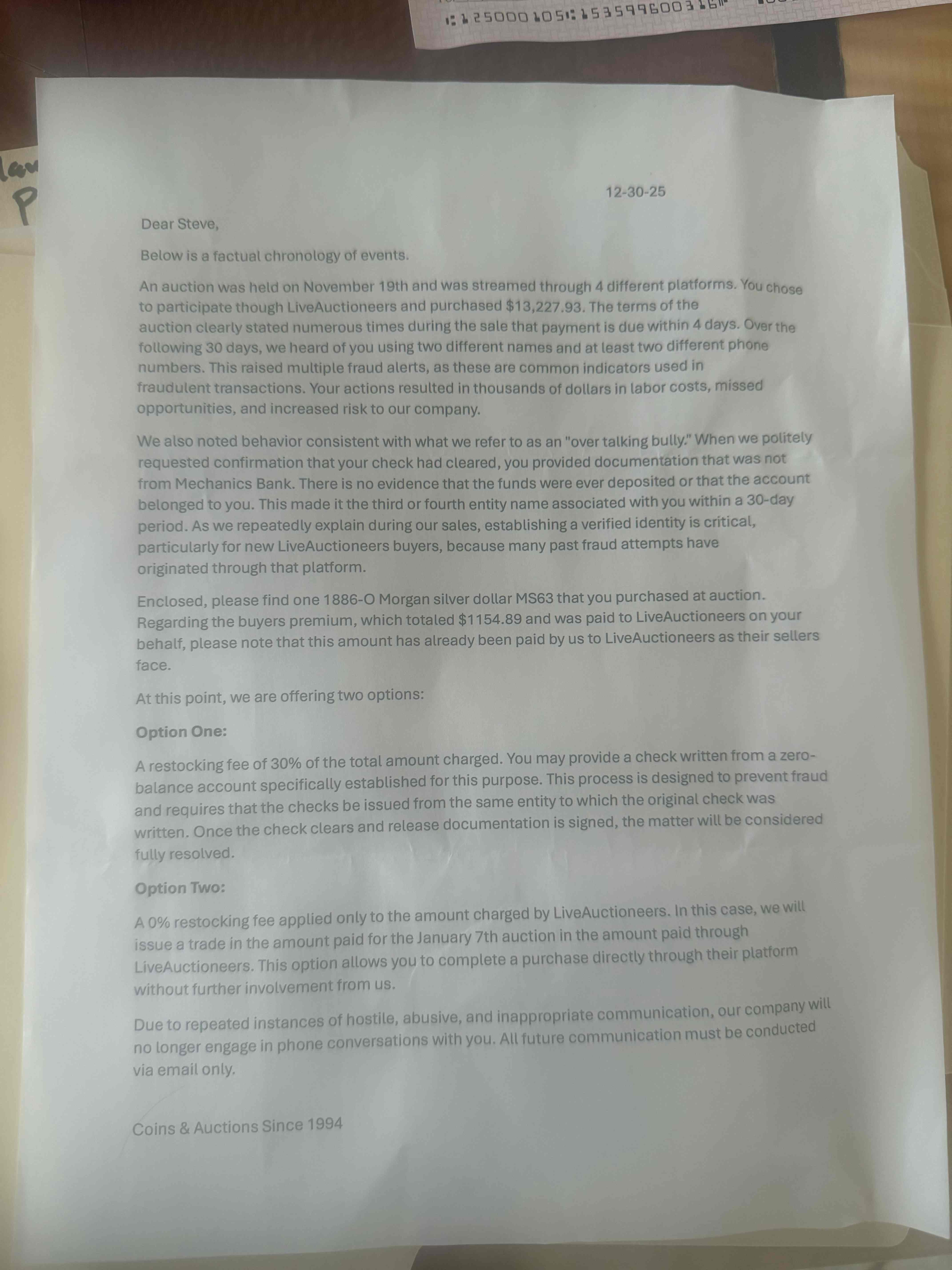 Seller's Letter (12/30/25)